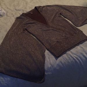 Metallic brown bat wing  sleeve sweater